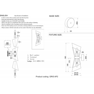Бра Crystal Lux GRIS AP2 BRASS-foto5