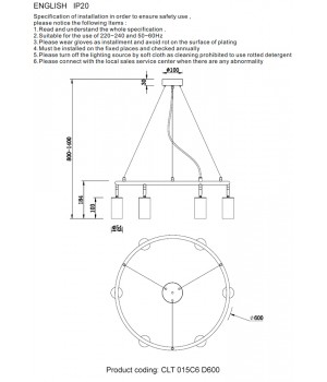 Светильник подвесной Crystal Lux CLT 015C6 D600 BL-foto3