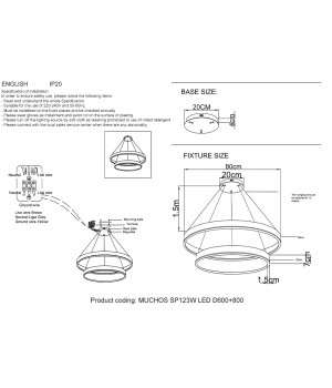 Люстра Crystal Lux MUCHOS SP123W LED D600+800 GOLD-foto4