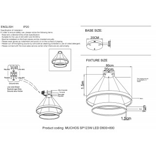 Люстра Crystal Lux MUCHOS SP123W LED D600+800 GOLD-foto4