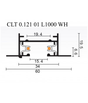Шинопровод встраиваемый однофазный с питанием и заглушкой Crystal Lux CLT 0.121 01 L1000 WH-foto2