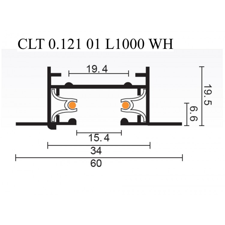 Шинопровод встраиваемый однофазный с питанием и заглушкой Crystal Lux CLT 0.121 01 L1000 WH