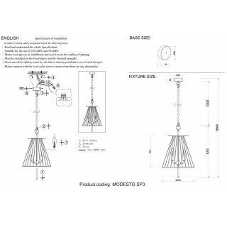 Светильник подвесной Crystal Lux MODESTO SP3 BLACK/CHROME-foto3