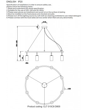 Светильник подвесной Crystal Lux CLT 015C8 D800 BL-GO-foto3