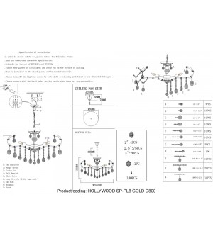 Люстра Crystal Lux HOLLYWOOD SP-PL8 GOLD D800-foto5