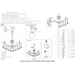 Люстра Crystal Lux HOLLYWOOD SP-PL8 GOLD D800-foto5