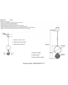 Светильник подвесной Crystal Lux CAROLINA SP1 V1 BRASS-foto5