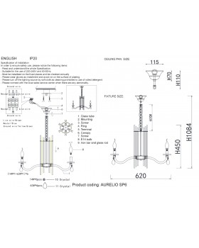 Люстра Crystal Lux AURELIO SP6 GOLD+CHROME/TRANSPARENT-foto5