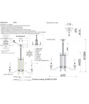 Люстра Crystal Lux AURELIO SP6 GOLD+CHROME/TRANSPARENT-foto5