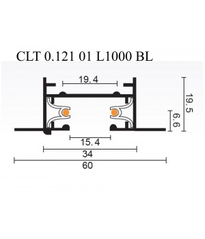 Шинопровод встраиваемый однофазный с питанием и заглушкой Crystal Lux CLT 0.121 01 L1000 BL-foto3