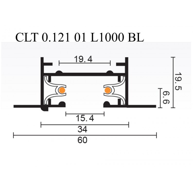 Шинопровод встраиваемый однофазный с питанием и заглушкой Crystal Lux CLT 0.121 01 L1000 BL