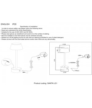 Аккумуляторная настольная лампа Crystal Lux SANTA LG1 WHITE-foto2
