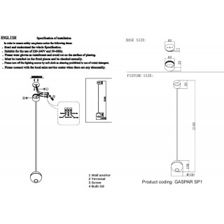 Светильник подвесной Crystal Lux GASPAR SP1 WHITE-foto5