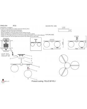 Люстра Crystal Lux FELIZ SP-PL3 BRONZE/WHITE-foto6