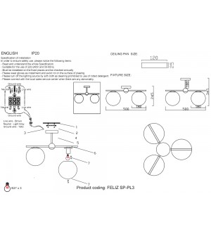 Люстра Crystal Lux FELIZ SP-PL3 BRONZE/WHITE-foto6