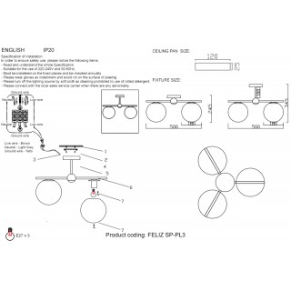 Люстра Crystal Lux FELIZ SP-PL3 BRONZE/WHITE-foto6