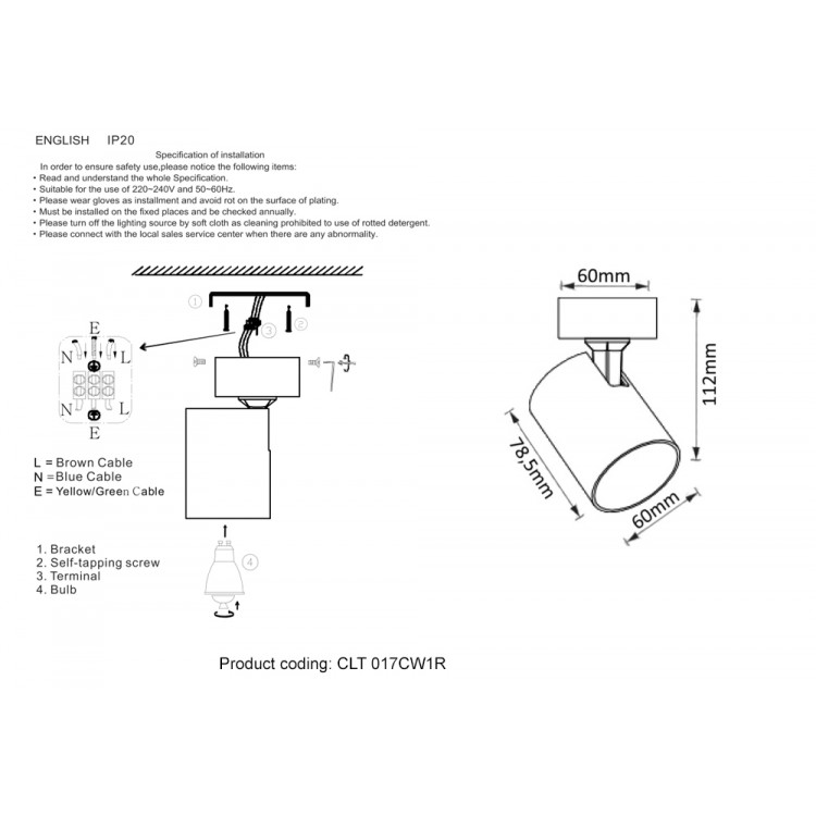 Светильник потолочный Crystal Lux CLT 017CW1R WH