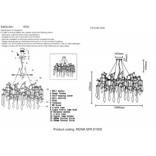 Люстра Crystal Lux REINA SP8 D1000 SILVER PATINA-foto2