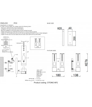 Бра Crystal Lux OTONO AP2 BRASS/TRANSPARENTE-foto5