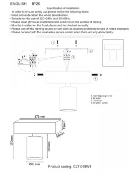 Светильник потолочный Crystal Lux CLT 018W1 WH-foto2