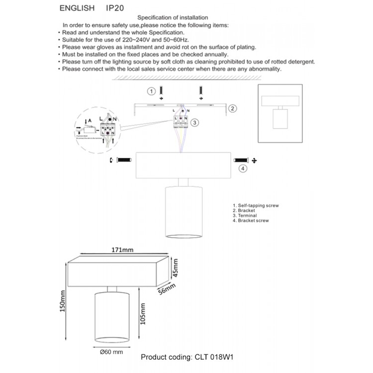 Светильник потолочный Crystal Lux CLT 018W1 WH