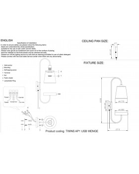 Бра Crystal Lux TWINS AP1 USB WENGE-foto5