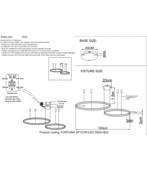 Люстра Crystal Lux FORTUNA SP123W LED D600+800 GOLD-foto2