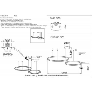 Люстра Crystal Lux FORTUNA SP123W LED D600+800 GOLD-foto2