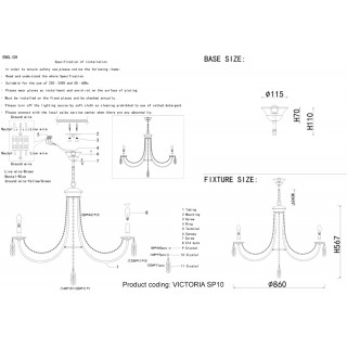 Люстра Crystal Lux VICTORIA SP10 GOLD/AMBER-foto6