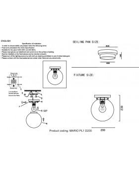 Светильник потолочный Crystal Lux MARIO PL1 D200 NICKEL/TRANSPARENTE-foto5