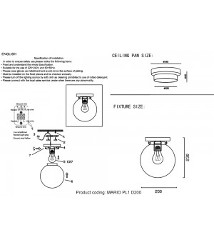 Светильник потолочный Crystal Lux MARIO PL1 D200 NICKEL/TRANSPARENTE-foto5