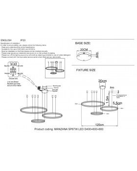 Люстра Crystal Lux MANZANA SP67W LED D400+600+800 BLACK-foto4