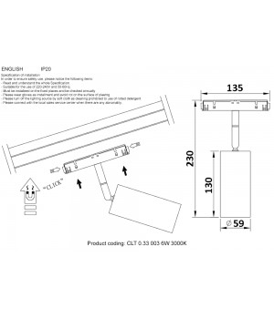 Светильник трековый магнитный Crystal Lux CLT 0.33 003 12W BL 3000K-foto2