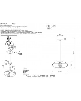 Светильник подвесной Crystal Lux CARAZON SP1 BRASS-foto4