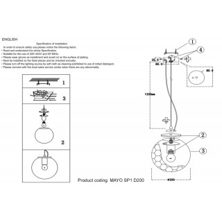 Светильник подвесной Crystal Lux MAYO SP1 D200 GOLD/AMBER-foto3