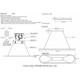 Светильник подвесной Crystal Lux PROXIMO SP42W LED L1100 BLACK-foto4