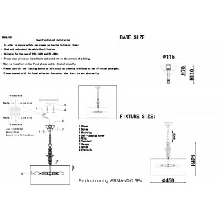 Светильник подвесной Crystal Lux ARMANDO SP4 GOLD-foto4