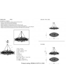 Люстра Crystal Lux REINA V2 SP12 L1500 SILVER PATINA-foto2