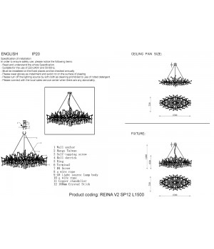 Люстра Crystal Lux REINA V2 SP12 L1500 SILVER PATINA-foto2