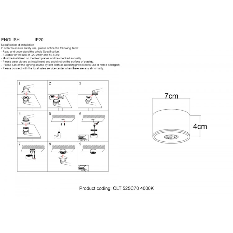 Светильник потолочный Crystal Lux CLT 525C70 GO 4000K