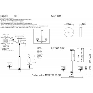 Люстры Crystal Lux MAESTRO SP-PL5 GOLD-foto2
