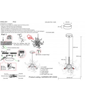 Светильник подвесной Crystal Lux GARDEN SP3 D400 GOLD-foto5