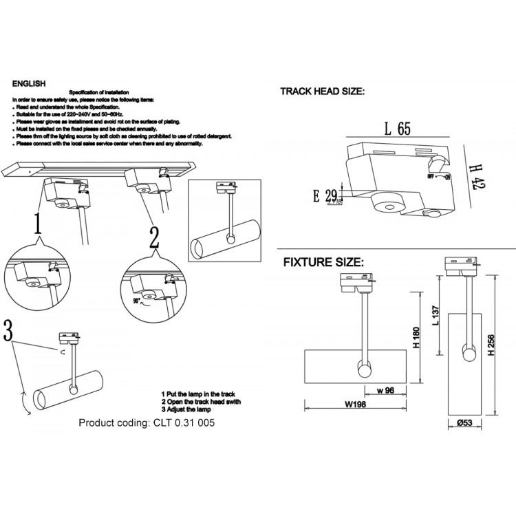 Cветильник трековый однофазный Crystal Lux CLT 0.31 005 WH