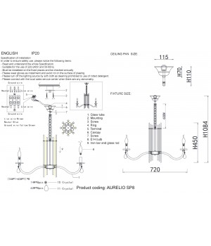 Люстра Crystal Lux AURELIO SP8 GOLD+CHROME/TRANSPARENT-foto5