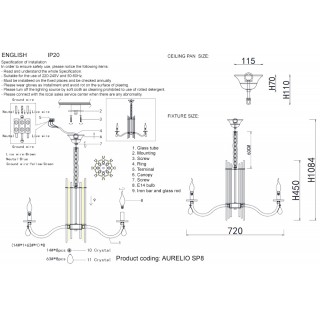 Люстра Crystal Lux AURELIO SP8 GOLD+CHROME/TRANSPARENT-foto5