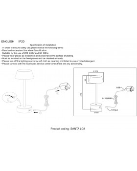 Аккумуляторная настольная лампа Crystal Lux SANTA LG1 COFFEE-foto2