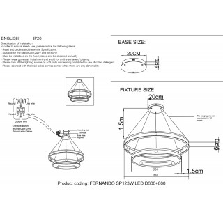 Люстра Crystal Lux FERNANDO SP123W LED D600+800 COFFEE/BLACK-foto3