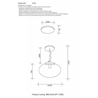 Светильник подвесной Crystal Lux MALAGA SP1 D280 COOPER-foto4