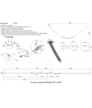 Светильник подвесной Crystal Lux BOSQUE SP7 L3000 BLACK/TRANSPARENT-foto9