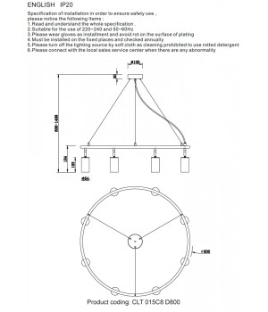 Светильник подвесной Crystal Lux CLT 015C8 D800 BL-foto3